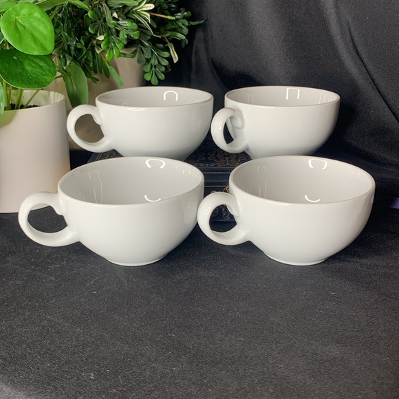 Set of 4 WHITE by Denby flat tea / coffee cups - Picture 7 of 7